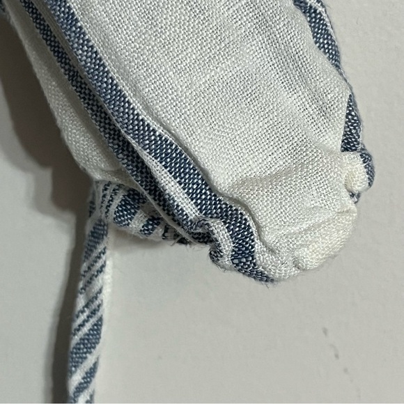 Altar’d State White Blue Striped 100% Linen Mini Dress Off Shoulder Size Small - Picture 3 of 10